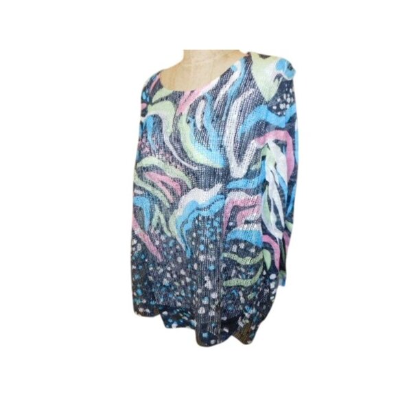 Jess & Jane Size L Large Artsy 3/4 Sleeve Top NWT - Picture 3 of 3